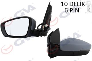 DIŞ DİKİZ AYNASI SOL POLO 09 ELEKTRİKLİ ISITMALI ASTARLI ASFERİK 6 FİŞ VM-388NEHPAL resmi