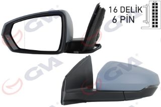 DIŞ DİKİZ AYNASI SOL VW POLO 17- ELEKTRİKLİ ISITMALI SİNYALLİ ASTARLI ASFERİK VM-6390EHPAL resmi