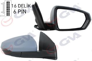 DIŞ DİKİZ AYNASI SAĞ VW POLO 17- ELEKTRİKLİ ISITMALI SİNYALLİ ASTARLI KONVEKS VM-6390EHPR resmi