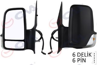 DIŞ DİKİZ AYNASI SOL CRAFTER 06 SPRINTER 06 ELEKTRİKLİ ISITMALI SİNYALLİ ÇİFT CAM KONVEKS 6 FİŞ VM-379EHL resmi