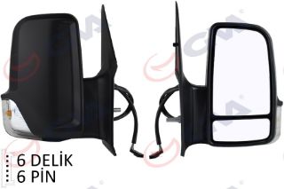 DIŞ DİKİZ AYNASI SAĞ CRAFTER 06 SPRINTER 06 ELEKTRİKLİ ISITMALI SİNYALLİ ÇİFT CAM KONVEKS 6 FİŞ VM-379EHR resmi