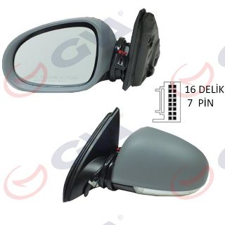 DIŞ DİKİZ AYNASI SOL JETTA 04 GOLF V 05 ELEKTRİKLİ ISITMALI SİNYALLİ ASTARLI ASFERİK 7 FİŞ VM-381EHPAL resmi