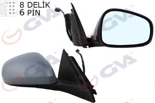 DIŞ DİKİZ AYNASI SAĞ GIULIETTA 10 ELEKTRİKLİ ISITMALI SENSÖRLÜ MAVİ CAM ASTARLI KONVEKS 7 FİŞ VM-6413EHPSR resmi