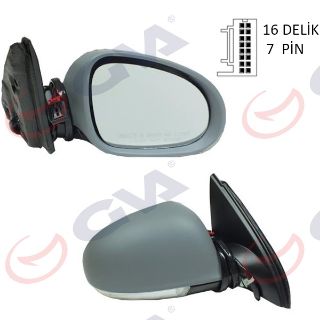DIŞ DİKİZ AYNASI SAĞ JETTA 04 GOLF V 05 ELEKTRİKLİ ISITMALI SİNYALLİ ASTARLI KONVEKS 7 FİŞ VM-381EHPR resmi