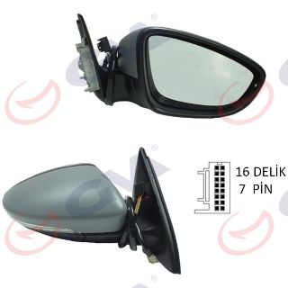 DIŞ DİKİZ AYNASI SAĞ JETTA 11 ELEKTRİKLİ ISITMALI SİNYALLİ ASTARLI KONVEKS 7 FİŞ VM-6381EHPR resmi