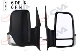 DIŞ DİKİZ AYNASI ELEKTRİKLİ SAĞ MB SPRINTER-CRAFTER 06 ISITMALI SİNYALLİ KONVEKS CAM VM-6049EHR resmi