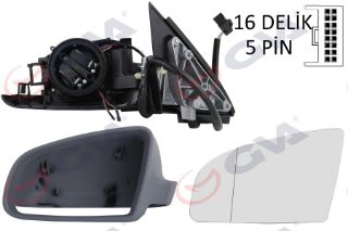 DIŞ DİKİZ AYNASI SOL A4 01 ELEKTRİKLİ ISITMALI ASTARLI ASFERİK 5 FİŞ VM-009EHAL resmi