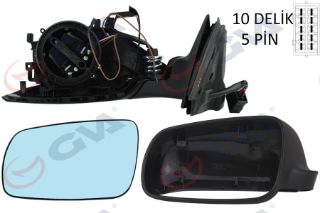 DIŞ DİKİZ AYNASI SOL A4 94 ELEKTRİKLİ ISITMALI MAVİ CAM ASFERİK BÜYÜK TİP 5 FİŞ VM-004R resmi