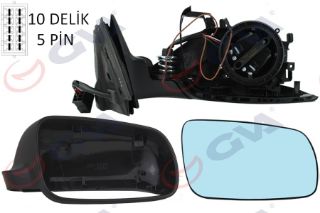 DIŞ DİKİZ AYNASI SAĞ A4 94 ELEKTRİKLİ ISITMALI MAVİ CAM KONVEKS KÜÇÜK TİP 5 FİŞ VM-004AL resmi