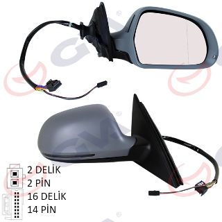 DIŞ DİKİZ AYNASI SAĞ A4 08 ELEKTRİKLİ ISITMALI KATLANIR ASTARLI ASFERİK VM-018EBCAR resmi