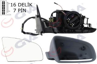 DIŞ DİKİZ AYNASI SAĞ A3 03 ELEKTRİKLİ ISITMALI 5 KAPILI KATLANIR ASTARLI KONVEKS 7 FİŞ VM-010EBR resmi