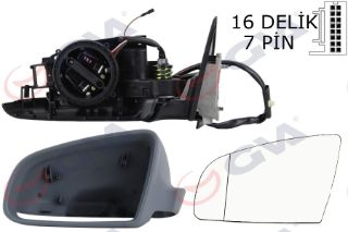 DIŞ DİKİZ AYNASI SOL A3 03 ELEKTRİKLİ ISITMALI 5 KAPILI KATLANIR ASTARLI ASFERİK 7 FİŞ VM-010EBAL resmi