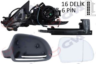 DIŞ DİKİZ AYNASI SAĞ A3 08 ELEKTRİKLİ ISITMALI 3 KAPILI ASTARLI KONVEKS 8 FİŞ VM-019EHPR resmi