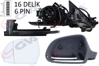 DIŞ DİKİZ AYNASI SOL A3 08 ELEKTRİKLİ ISITMALI 3 KAPILI ASTARLI ASFERİK 8 FİŞ VM-019EHPAL resmi