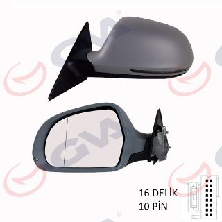 DIŞ DİKİZ AYNASI SOL A3 08 ELEKTRİKLİ ISITMALI KATLANIR 3 KAPILI ASTARLI ASFERİK 10 FİŞ VM-019EBAL resmi