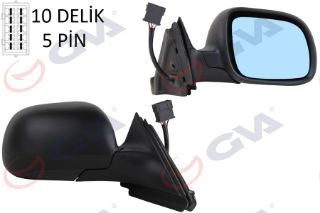 DIŞ DİKİZ AYNASI SAĞ A3 96-00 ELEKTRİKLİ ISITMALI MAVİ CAM KONVEKS VM-042R resmi