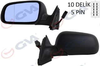 DIŞ DİKİZ AYNASI SOL A3 96-00 ELEKTRİKLİ ISITMALI MAVİ CAM ASFERİK VM-042AL resmi