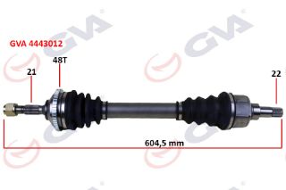 KOMPLE AKS SOL PEUGEOT 206 1.6İ 98-06 TU5 ABSLİ 48 DİŞ 604MM resmi