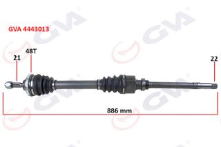 KOMPLE AKS SAĞ PEUGEOT 206 1.6İ 98-06 TU5 ABSLİ 48 DİŞ 886MM resmi