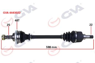 KOMPLE AKS SOL P206 1.6 16V-P206 CC 00 ABSLİ 48DİŞ 598MM resmi