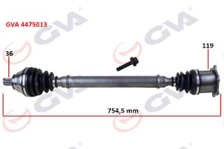 KOMPLE AKS SAĞ CADDY-GOLF5-JETTA-PASSAT 1.9-2.0 TDİ 03-09 754.5MM resmi