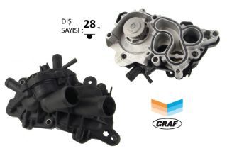 SU POMPASI GOLF VII-LEON-A3 1.0-1.2-1.4-1.6 TSI 5 ÇIKIŞLI TERMOSTAT SU POMPASI resmi
