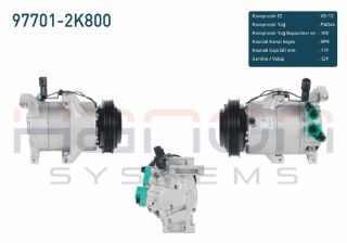 KLIMA KOMPRESÖRU 5 PK 119MM HYUNDAİ I20 1.4 CRDI 2008-2012 / IX20 1.4 CRDI - 1.6 CRDI 2010- resmi
