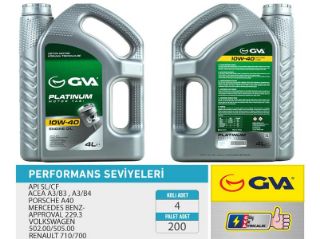 MOTOR YAĞI 10W40 4 LT PLATINUM YARI SENTETİK API SL/CF resmi