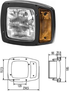 FAR GRİ 12V 24V H3-H7 İŞ MAKINASI SAĞ SOL resmi