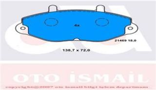 ÖN BALATA TRANSİT T15 2.0 2.5 DI 2.5TD 2.5 TDİ 09.91-03.00 ÇAP 138.8- 72 -18.8 resmi
