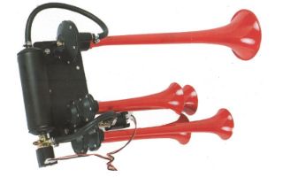 5 BORULU METAL ÇOK SESLI YANKILI KORNA 12V resmi