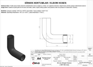 50MM X 61MM 15CM X 15CM DİRSEK HORTUMU SICAK VE SOĞUK SU KULLANIMI İÇİN resmi