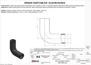 60MM X 70MM 15CM X 15CM DİRSEK HORTUMU SICAK VE SOĞUK SU KULLANIMI İÇİN resmi