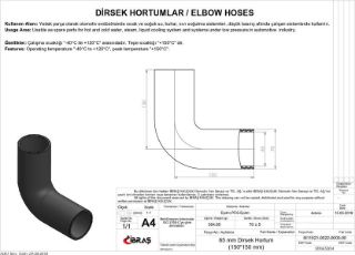 65MM X 75MM 15CM X 15CM DİRSEK HORTUMU SICAK VE SOĞUK SU KULLANIMI İÇİN resmi