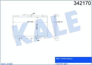 SU RADYATÖRÜ TOYOTA COROLLA 1.4 1.6 00<02 (AT) (AC/NAC) [BRAZING] [349×628×26] resmi