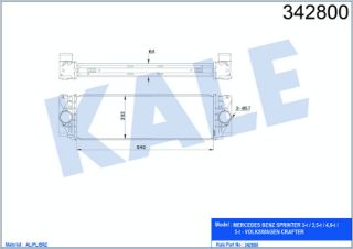 TURBO RADYATÖRÜ MERCEDES BENZ 3.5-T, 3-T, 4.6-T, 5-T 06=> VOLKSWAGEN CRAFTER 30-35, 30-50 2.5TDI 06=> [BRAZING] [640×202×64] resmi
