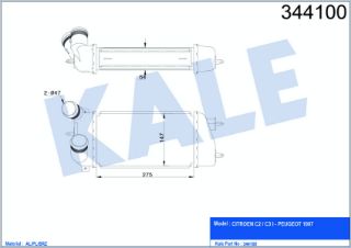 TURBO SOĞUTUCU RADYATOR (INTERCOLL) C3 1,4HDI 16V 02> OLCU: (275×147×64) resmi
