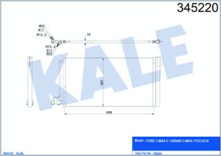 KLİMA RADYATÖRÜ FORD C-MAX II GRAND C-MAX 1.6 16V 10=> FOCUS III 1.6 16V 2.0TDCI 11=> KURUTUCU İLE [BRAZING AL/AL] [678×387×16] resmi