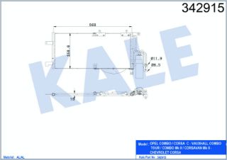 KLİMA RADYATÖRÜ OPEL CORSA C 1.7DI/DTI 00=> COMBO 1.7DI/DTI 16V 01=> (MT) KURUTUCU İLE [BRAZING AL/AL] [548×258×16] resmi