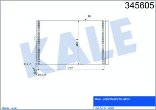 KLİMA RADYATÖRÜ VOLKSWAGEN TOUAREG 3.0TDI 3.0TSI 3.6FSI 4.2FSI 4.2TDI 10=> KURUTUCU İLE [BRAZING AL/AL] [687×453,2×16] resmi