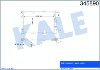 SU RADYATÖRÜ CHEVROLET SPARK MATIZ 0.8 1.0 05=> (MT) (AC/NAC) [BRAZING] [458×318×16] resmi
