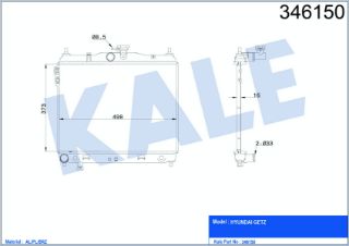 SU RADYATÖRÜ GETZ 03-05 1.3-1.6 MEK+AC+KLIMASIZ 494X385X20 AL/PL/BRZ resmi