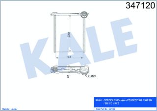 RADYATÖR KALÖRİFER 308 07-13  C3 PICASSO 09=  RCZ 10=  BRAZING resmi
