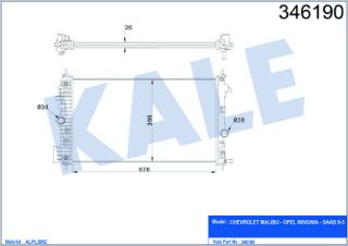 SU RADYATÖRÜ OPEL INSIGNIA A 2.0CDTI 08<17 CHEVROLET MALIBU 2.0D 12=> SAAB 9-5 (YS3G) 2.0 TTİD 10<12 (AT) [BRAZING] [678×388×26] resmi