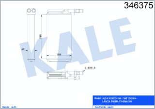 KALORİFER RADYATÖRÜ ALFA ROMEO 164 2.0 2.5TD 3.0 2.5/3.0 V6 87<98 FIAT CROMA 1600-2000 2500TD 86<94 LANCIA THEMA 2000 16V-3000 V6 87<94 [MEKANİK] [200×158×42] resmi