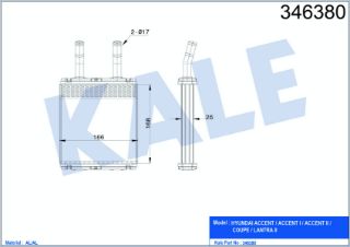 RADYATÖR KALORİFER ACCENT95-00  EXCEL90-94  ELANTRA96-01  GETZ 03-11 BRAZING resmi