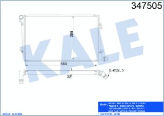 SU RADYATÖRÜ AUDII A3 SEAT LEON SKODA OCTAVIA II SUPERB II VOLKSWAGEN CADDY III GOLF V PASSAT TOURAN 1.9/2.0TDI 04<10 (MT) [BRAZING] [650×398×32] resmi