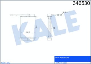 TURBO RADYATÖRÜ (218X152X44) TRANSİT 1.6 2.0 2.5D 85-92 resmi