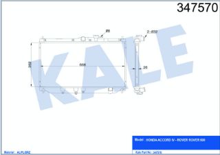 SU RADYATÖRÜ HONDA ACCORD IV 2.0/2.2 16V 90<93 ROVER 600 623Sİ 93<99 (MT) [BRAZING] [668×352×26]
 resmi