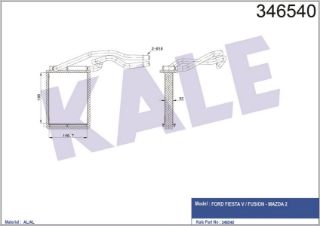 KALORİFER RADYATÖRÜ FİESTA V 1.4TDCİ 1.6TDCİ 01-08 FOCUS I 1.4 1.6 1.8 2.0 98-04 195X145X48 resmi